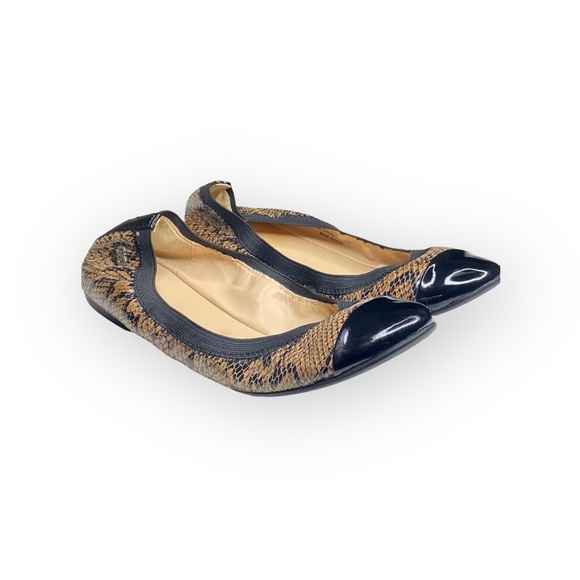 Cole Haan ⌘ Deltona Cap Toe Gore Leather Ballet Flats ⌘ Brown Snakeskin ⌘ 7.5M - Picture 9 of 16